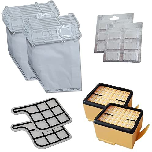 Mistericambio Kit Risparmio Compatibile Per Vorwerk Folletto Vk 135/136 12 sacchetti+12 profumini+ 2Griglia+2Filtro Hepa