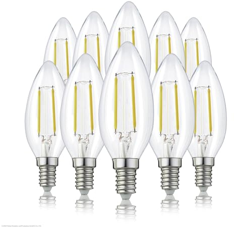 hellum LED Glühbirne Kerzenlampe E14, 10er, 2,5W warmweiß LED Lampe mit 250 Lumen LED Filament, E14 Vintage Led Leuchtmittel ersetzt 25-Watt Glühbirne, C35 2700 Kelvin warmweiss Klar, 207101