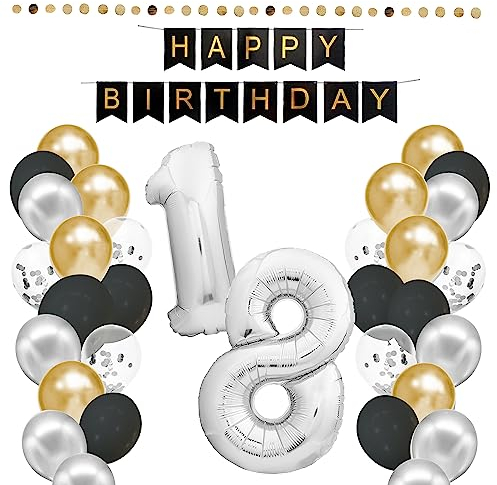 envami® Geburtstagsdeko 18 Geburtstag Deko - 18. Geburtstag Männer Frauen - Party Deko - Luftballons 18 - Happy Birthday Girlande Ballons - Birthday Decorations