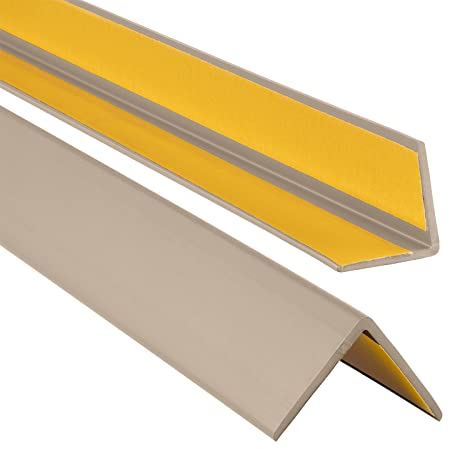 ProfiPVC Perfil angular de PVC 35x35mm - ángulo pvc, autoadhesivo listón de plástico, protección de esquinas y bordes, esquina de gomma para cantos - cantonera protector, Beige, 130cm