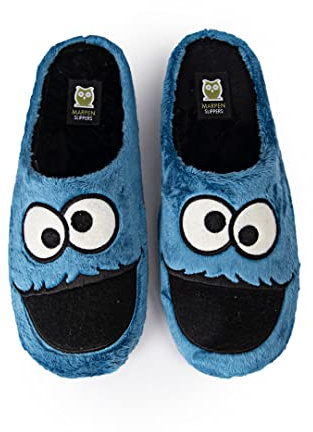 MARPEN SLIPPERS, Pantofole Invernali Mostro Blu in Morbida Pelliccia Unisex Uomo e Donna, Aperte Blu, Taglia 38