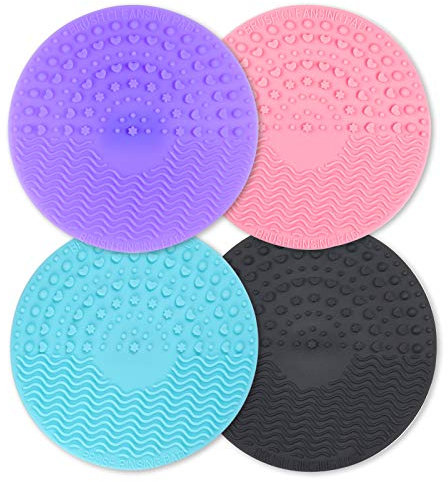 Tapis de nettoyage pour pinceaux de maquillage, tapis de lavage en silicone pour brosse cosmétique, tampons de nettoyage de brosse avec ventouse
