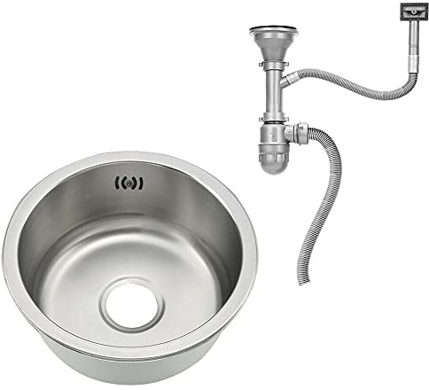 Rund Edelstahlspüle Spülbecken Ø36,5cm Spüle Kleine Edelstahl Rund Küchenspüle Einbauspüle Rundbecken Rundes Waschbecken + Sieb