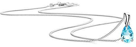 Orovi 9 Karat (375) Gold Schmuck Damen Halskette Weißgold mit Tropfen Kettenanhänger Edelstein/Geburtsstein Saphir/Rubin/Smaragd Kette ()