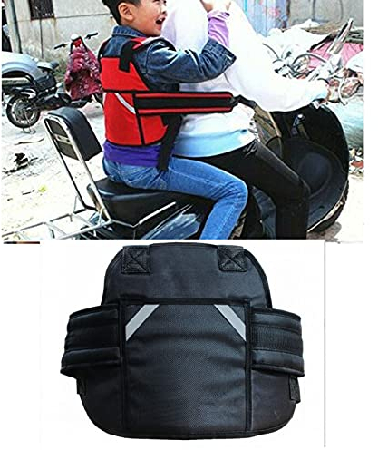 SUXIAN Sicherheitsmotorrad Sicherheitsgurt, Back Hold Protector Reflektieren Weste Gürtel, einstellbare Kinder Safe Strap Carrier-Kabelbaum,Schwarz