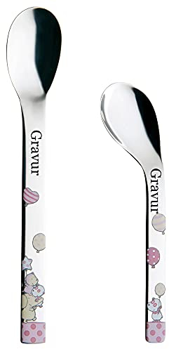 Kinderbesteck Rosa Babybreilöffel mit eigener Gravur/Namen auf Besteck/Fütterlöffel Babylöffel Löffel für Kinder