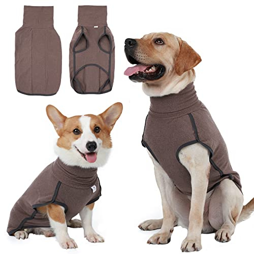 Hjyokuso Hundepullover - Fleece Pullover für kleine, mittelgroße & große Hunde - Warmer & Leichter Hundepulli, Wintermantel & Outdoorhundemantel - Hundejacke - Braun