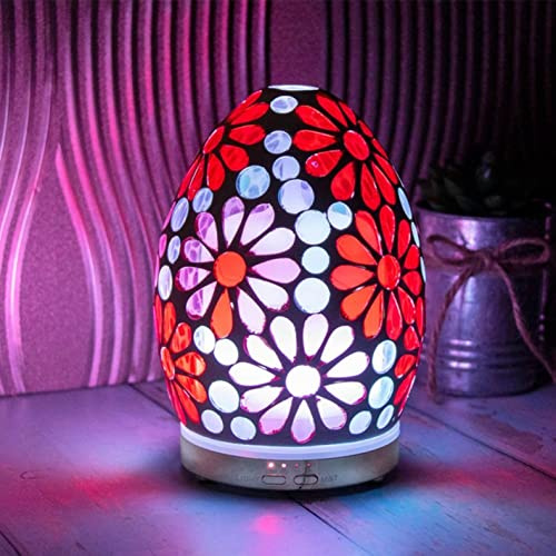 Desire Aroma Humidifier Lamp mist fragrance mosaic Egg Shape RoomLED colour change light - Pink Flower