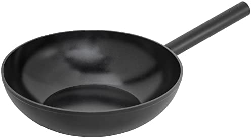 Combekk 221128 Recycled Aluminium Wok, Non-Stick Induction Hob Suitable Pan, Ceramic Coating, Strong and Durable, Deep Rounded Sides For Stir Fry, 28 cm, Black