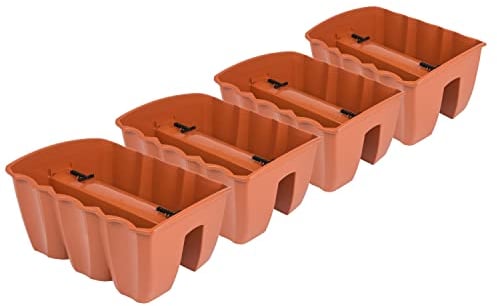 PAFEN 4 fioriere sospese – 39,5 x 28,5 x 20,5 cm, vaso per piante da balcone, ringhiera, terracotta