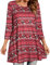 Enmain Womens Tunic Top UK Red 3/4 Sleeve Ladies Tunics Top for Leggings Plus Size Baggy Round Neck Longline Blouse Shirts for Women Wedding Daily Party 3XL