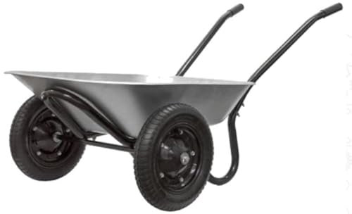 Heavy Duty Twin Wheel Low Profile 65L Wheelbarrow - Stable Farm Garden + more