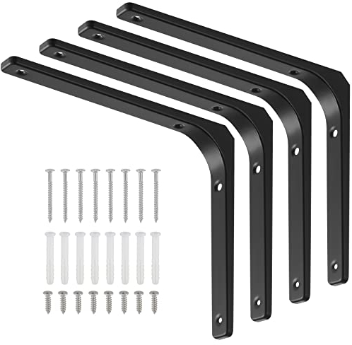 Faankiton 4 Pezzi Staffe per Mensole, Carico Massimo 70 kg, Supporto per Mensola, Staffe a Muro per Mensole, Staffa a L per Mensola Angolare, Staffa per Mensola per Capannone, Libreria (200 x 250 mm)