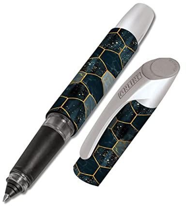 ONLINE Tintenpatronen-Rollerball Campus Blue Hexagon, für Rechtshänder und Linkshänder, ergonomisches Griffstück, Roller-Ball, Standard-Tintenpatronen, inkl. Kombipatrone blau, 1 Stück (1er Pack)