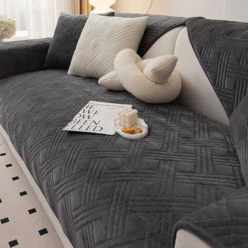 uyeoco Sofa Überwurfdecke Sofaschutz Hund/Katze Warmer Samt Sofabezug Sofa/Couch Überzug 1 2 3 Sitzer L Form U Form Ecksofa rutschfest Sofa Abdeckung Blau/WeiB/Grau(#14,70x210cm1pc)