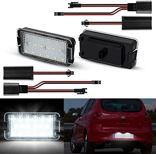 OZ-LAMPE 2Pcs LED Licence Number Plate Light, Rear License Plate Lamp for SEAT ALTEA AROSA IBIZA CORDOBA LEON TOLEDO 3, Taillight Error Free Rear Lamps with Canbus