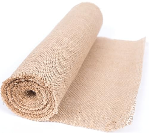 Abio Tischläufer Jutestoff 50cm x 10m Juteband Jute Rolle für Hochzeitsdeko Tischdeko Natur Boho Deko Vintage Haus Zimmer Garten Dekoration Stoff Meterware Tischdecke Natur 50cm x 10m