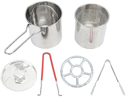 Olla de Freidora Profunda Pequeña de Acero Inoxidable Duradero con Estilo Japonés Olécranon, Olla para Freír de Cocina con Ahorro de Aceite, Puerto Pequeño para Cocina (4#)