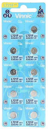 10 Stück Vinnic Knopfzellen AG11, Batterie, 7,9x7,9x2,1mm