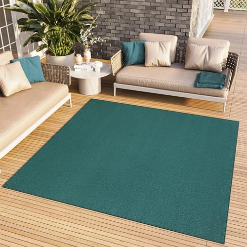 TAPISO Mono Teppich Quadratisch Outdoor Quadrat Dunkelblau 250 x 250 cm | 100% Polypropylen, 6 mm Florhöhe, gewebt
