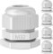 PEBA IP68 Waterproof Grey Cable Glands 32mm, M32 x 1.5 Outdoor Electrical Box Cable Gland, Suitable for 16mm - 21mm Cables, Cable Compression Glands with Locknut, Grey Cable Glands Joints, (M32X5W)
