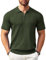 COOFANDY Herren-Poloshirt mit Reißverschluss, kurzärmelig, gerippt, modisch, lässig, Golf-Shirts, Grün (Army Green), L