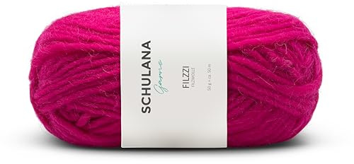 SCHULANA Filzzi, 100% Schurwolle, zum Stricken und Häkeln, ideal zum filzen, 50g ca 50m, Pink 023