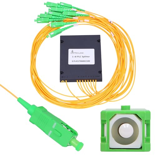 EXTRALINK Répartiteur LAN SC/APC 1:8 PLC Câble optique 2,0 mm 1,5 m G657A Module ABS Répartiteur Ethernet Répartiteur LAN Câble optique Répartiteur de fibre optique pour réseaux FTTH