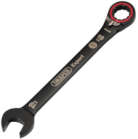 Draper 03909 Expert HI-TORQ Metric Reversible Ratchet Combination Spanner, 19mm, Black