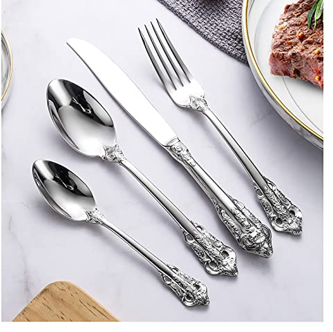 AVSWCIIS Set Posate, Servizio Posate per 18 Persone, 72 Pezzi. Set di posate di lusso, set di posate lucidate a specchio, eleganti posate da tavola per cene domestiche/importanti Q10