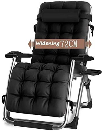 JATIBOSH Patio Furniture, Outdoor Reclining Zero Gravity Chair With Cup Holder, Extra Wide Adjustable Lounger Chair For Patio Garden Beach Pool, With Cushions Support 200kg (Black)