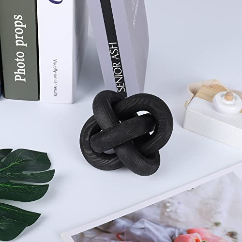 Gyrategirl 3-Link Wood Knot Chain Ornaments for Living Room Decor | Decorative Home Accessories, Wooden Knot, for Farmhouse, Boho, Bookshelf, Tiered Tray, Coffee Table, TV Stand, Home Decor