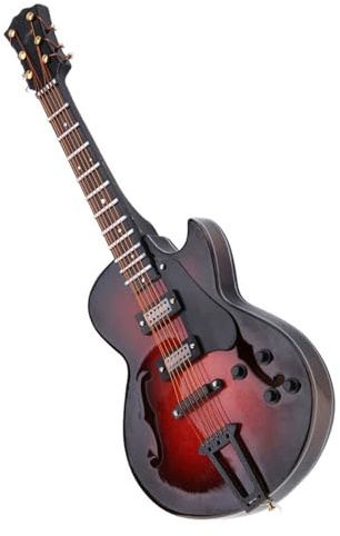 Miniatur-Gitarre, Miniatur-Spielzeug, Mini-Gitarre mit Ständer, für Schreibtisch-Dekoration (18cm-Modell)