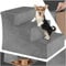 tectake® Hundetreppe oder Katzentreppe, Haustiertreppe, Einstiegshilfe mit waschbarem Bezug, extra Flache Treppenstufen, Tiertreppe für Sofa, Bett oder Auto (grau, 37 x 45 x 34,5 cm, 3)