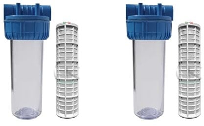 WK Contenitore Filtro 10 3/4 Tipo 3 Pezzi Staffabili con Cartuccia in Nylon lavabile e riutilizzabile 10 - Made in Italy - Struttura Robusta e Versatile per Filtrazione dell'Acqua (Confezione da 2)