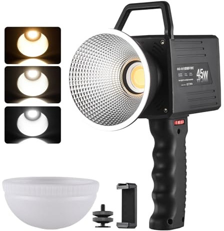Andoer Portable COB Video Light Handheld LED Fill Light 45W 2800K-6800K Dimmable 9 Scene Lighting Effects Built-in Battery with Handle Reflector Diffuser for Vlog Live Streaming Photography