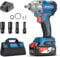Dong Cheng 20V Cordless Impact Wrench, Max Torque 488N.m (360 ft-lbs), 1/2 inch with 3 Mode Speed, 2400 RPM Brushless Impact Gun, Includes 4.0Ah Battery, Charger, 4 Impact Sockets and Storage Box