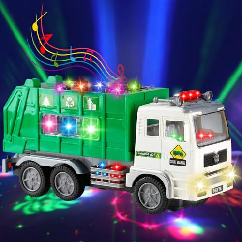 Jouet de voiture à ordures, avec son et lumière, LED, jouet de friction, pour enfants à partir de 3, 4, 5 ans, camion, jouet éducatif, cadeau pour garçons et filles