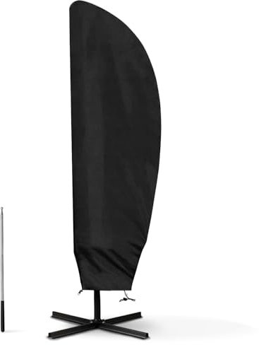 WISCLASS Sonnenschirm Schutzhülle,Sonnenschirm Abdeckung für 2 bis 4 M Große Sonnenschirm Abdeckhauben Outdoor Ampelschirm, Wetterfeste, UV-Anti, Winddicht und Schneesicher 205 x 25/57/48 cm-schwarz