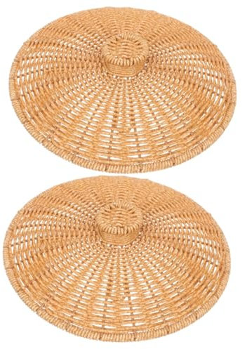 TOPBATHY 2pcs Bedroom Bin Lid Basket Lid Waste Basket Trash Can Cover Smooth Surface Imitation Rattan Waste Bin