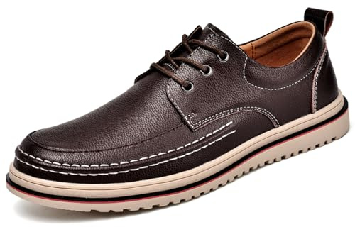 Unitysow Lace Up Shoes Mens Formal Dress Business Classic Casual Derby Shoes Comfortable Lightweight Non-Slip Leather Oxford Shoes,8112 Brown,8 UK