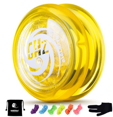 YOSTAR Responsive JoJo D1, Einfach zu Spielen Yoyo für Kinder und Anfänger | Looping Yoyo mit Glitzer, Haltbares Plastik Yo-yo für 2a Trick, mit 6 Extra Saiten, Handschuh, Tasche