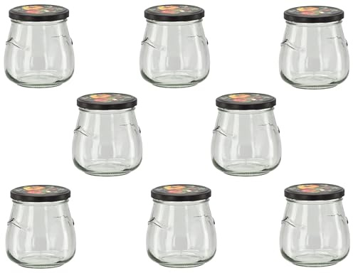 lilawelt24 Vorratsgläser-Sturzgläser Set | Füllmenge 500 ml Einweckgläser mit Schraub-Deckel |Marmeladengläser|Joghurtgläser|Weckgläser| Tulpenglas Dessertglas (8)
