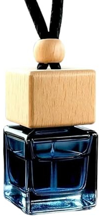 WonderWax® Autoduft Quadrat Schwarz Deckel braun 8 ml | Vanille Orange Zimt | Holzkappen Aufhänger | Innenraum Deko, Car Parfüm, Scent Baum, langanhaltender Lufterfrischer für Auto, Zuhause und Schrank