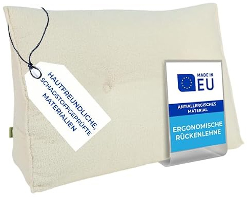 Pillows24 Bouclé Rückenkissen für Bett & Sofa 180cm, abnehmbarem Bezug | Bequemes Keilkissen und Lesekissen fürs Bett, waschbarem Bezug, Großes Sofakissen für Rückenlehne und Sofa, Creme