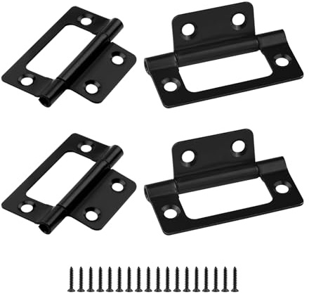 JJWNMLL Door Hinges 4pcs,Black Flush Hinges-51 * 25mm(2Inch) with Screws | Flush Mount Hinges for Cabinet, Closet, Windows, Drawer, Boxe, Wardrobe