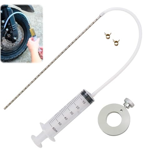 CHUANFU Kit di Attrezzi per Olio Forcella, Indicatore di Livello Olio Forcella del Motociclo con Anello Regolabile, Siringa Dell'olio Della Anteriore da 60 ML, Strumento di Misurazione per Moto