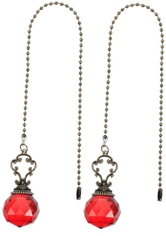 PENIKOKO 2 piezas Colgantes Vintage de Cristal para Ventilador de Techo de Extensión Metálica para Cadena de Tracción Diseño Europeo Colorido para Baño y Lámparas