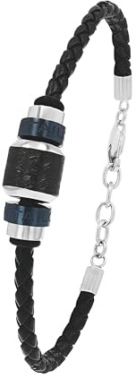 Tom Tailor Armband mit Anhänger für Herren, Edelstahl und Leder, 20+2 cm, Bicolor, Geschenkidee, Armschmuck, Herrenschmuck, 2100685