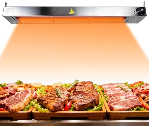 AOCAY Wärmelampe Küche Gastro, Speisenwärmer Lampe 30-85℃ (1PC, 60cm) | Kommerzielle Gastro Wärmelampe Infrarot für Buffets Küche, Wärmebrücke Essen mit Drehknopf-Temperaturregelung